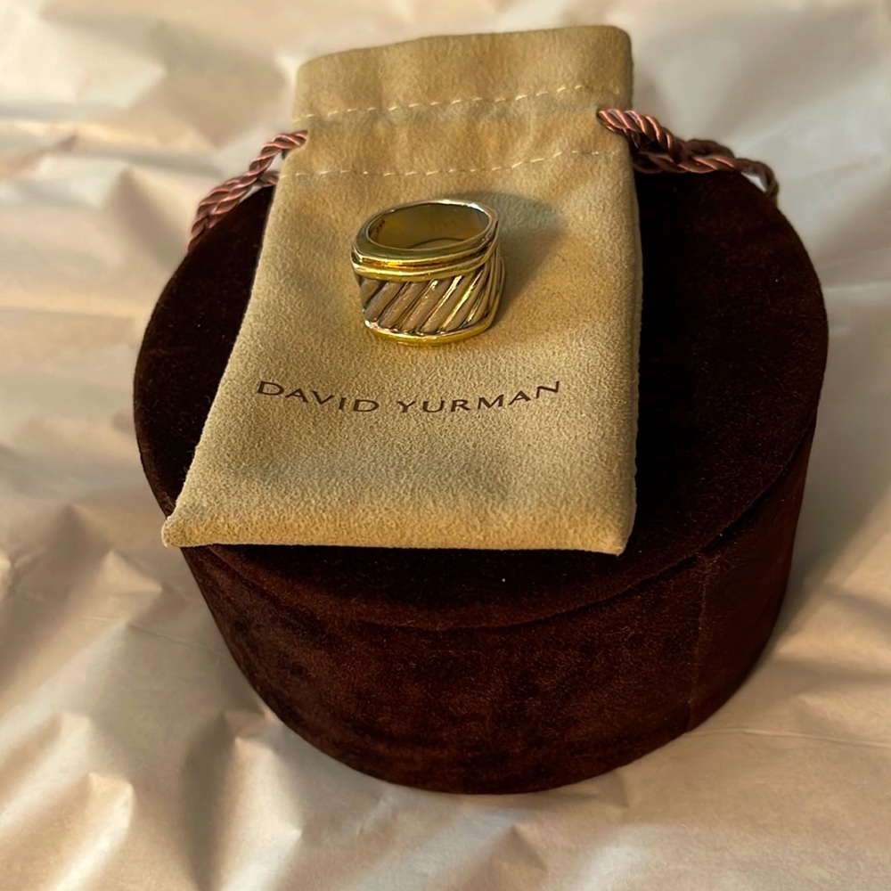 David Yurman sculpted cable saddle ring with 14k gold and sterling silver